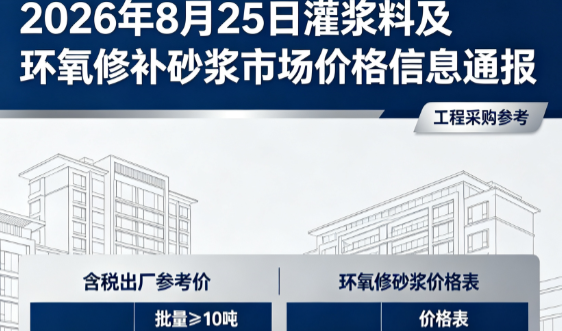荣成2026年8月25日灌浆料及环氧修补砂浆市场价格信息通报